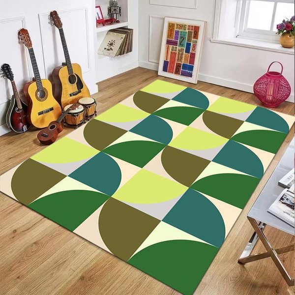 Retro Abstrakcyjny Dywanik MięKki AntypośLizgowy Zmywalny Dywan Vintage Nowoczesny Geometryczny Chodnik PodłOgowy Do Salonu Sypialni Minimalistyczny 40X60Cm Yellow-image