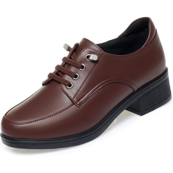 Zapatos CláSicos De Piel Suave Con Cordones Para Mujer, Punta Redonda, Informales, CóModos, Con CuñA, Para Primavera Y OtoñO. 39 Black-image