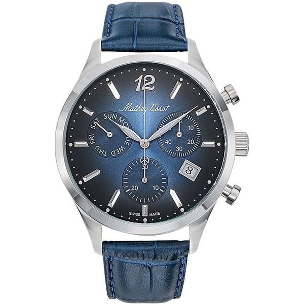 Reloj Mathey-Tissot Urban Chrono H411CHALBU De Cuarzo Con Correa De Piel Y Esfera Azul Para Hombre-image