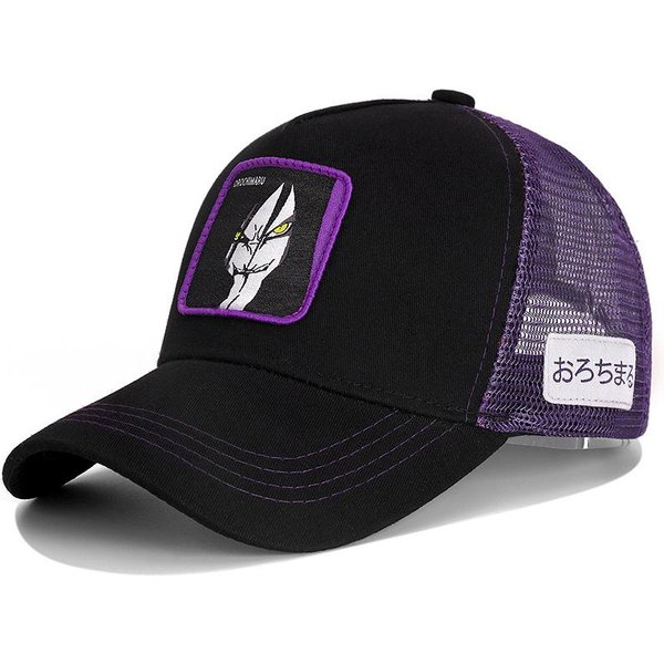 Nowa Marka Anime Styl KreskóWkowy Czapka Typu Snapback BawełNiana Czapka Z Daszkiem Unisex Kobiety Hip Hop Tata Czapka Z Siatką Trucker Dropshipping Black-image