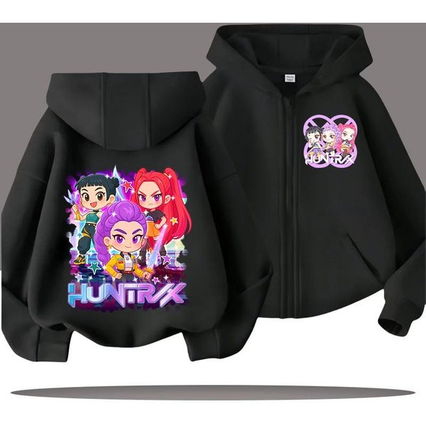 Zabawne Bluzy Rozpinane Kpop ŁOwcy DemonóW Bluza Ubrania DziecięCe Dziecko Dziewczynka ChłOpiec Bluza Rozpinana Z Kapturem Codzienny Top 120-image