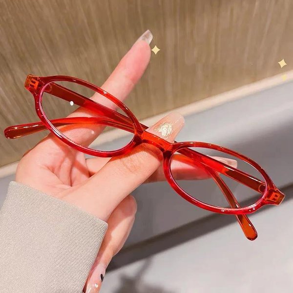 Styl Millennium Damskie Okulary Retro Owalne DziewczęCe Czerwona Ramka Gn SzkłO Okulary Dekoracyjne Komputerowe Anty-Niebieskie Okulary Jazda Nad Morzem -1.5-image