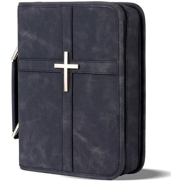 Wegancka OkłAdka Na Biblię Z Motywem KrzyżA, Kieszonką Na Telefon, Etui Do Przenoszenia Biblii, Na Podróż Czarny-image
