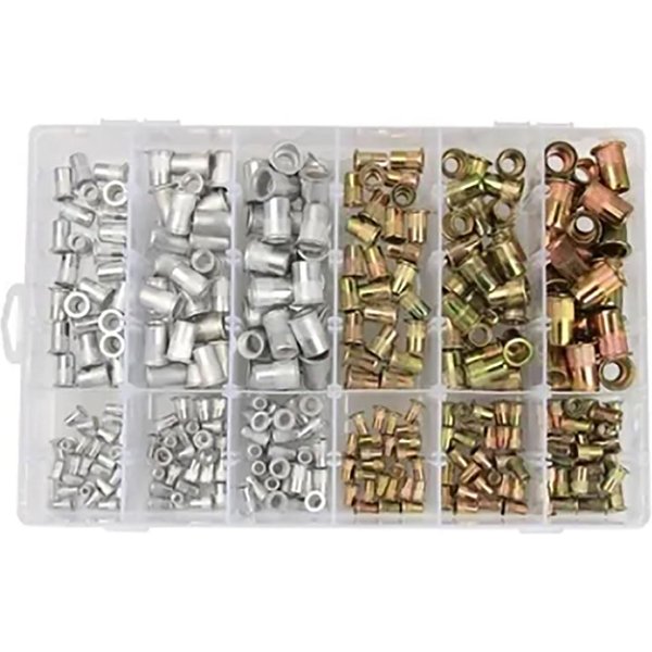 Kit De 300 Piezas De Tuercas Remachables M3 M4 M5 M6 M8 M10 Color Zincado Y Aluminio Cabeza Plana Tuercas De InsercióN Roscadas-image