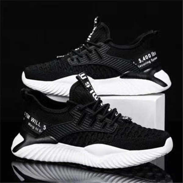 Primavera Nuevos Zapatos De Hombre Moda Tejido Volador Zapatos Casuales De Hombre VersióN Coreana Modernos Transpirables Zapatos Deportivos Para Correr Hombre 45 Black-image