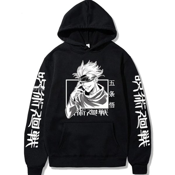 Sudadera Con Capucha De Anime JaponéS Jujutsu Kaisen Para Hombre Y Mujer, Satoru Gojo, Holgada, Unisex, Informal, CáLida, Para OtoñO M Gray-image