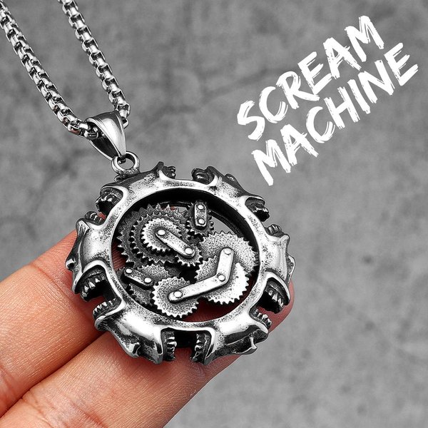 Steampunk Engranaje MecáNico Calavera GóTica Acero Inoxidable Collares Colgantes Cadena JoyeríA Punk Creatividad Regalo Venta Al Por Mayor 60Cm-image