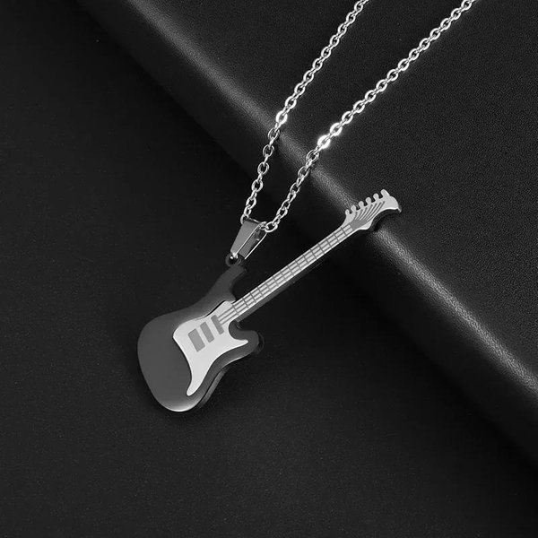 Retro Punkowa Muzyka Naszyjnik Z Gitarą Dla MężCzyzn Spersonalizowany Gotycki Wisiorek Modna BiżUteria Hip Hop Rockowy Piosenkarz Prezent-image