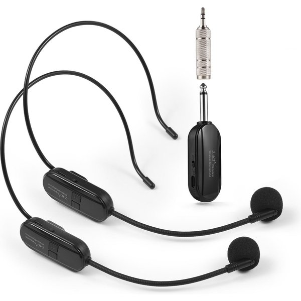 Auriculares Con MicróFono InaláMbrico De 2,4 G Con Alcance De 164 Pies Y MicróFono De Mano 2 En 1 De Voz Profesional Negro-image