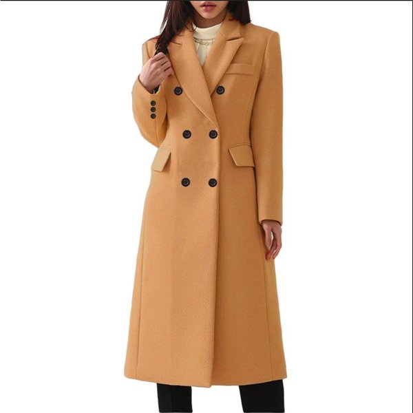 Jesienno-Zimowy DłUgi WełNiany PłAszcz Damski W DużYm Rozmiarze 3XL Brown-image