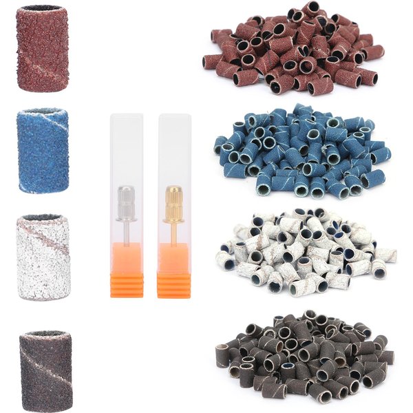 400 Piezas Bandas De Lijado Grano 80# 120# 180# 240# Lima Herramienta Para Manicura Pedicura De UñAs Con Eje-image