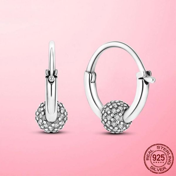 Pendiente De Plata De Ley 925 Con Circonita Plata 925 Pendiente Con Cuentas Grabado Pendientes De BotóN Para Mujer JoyeríA De Moda Dorada Joyas Pendientes White-image