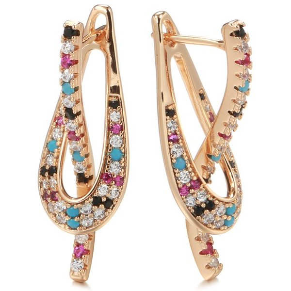 Pendientes Colgantes De Moda En Color Oro Rosa Para Mujer, Accesorios Inusuales Y Coloridos De Circonita Natural, JoyeríA Fina Para El DíA A DíA-image