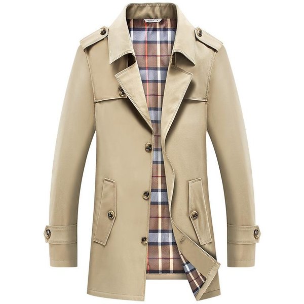 Cortavientos De Longitud Media Para Hombre De Primavera Y OtoñO 7XL Beige-image