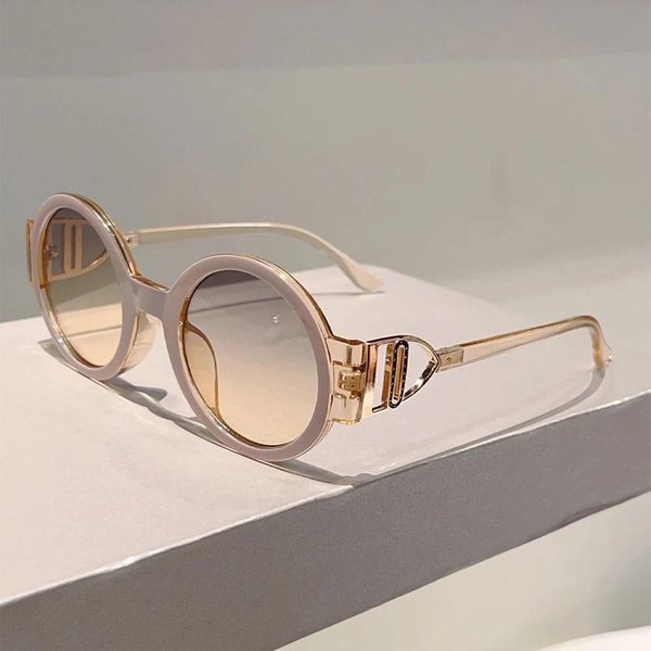 Kammpt Oversize OkrąGłE Okulary PrzeciwsłOneczne Damskie Stylowe Gradientowe SzkłA Modna Luksusowa Marka Okulary PrzeciwsłOneczne Na ZewnąTrz Codzienne Without Case White-image