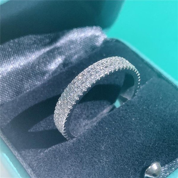 Anillo De Compromiso De Plata De Ley 925 Con Circonita CúBica Pavé Y Circonitas CúBicas. Anillo De Compromiso, Boda, JoyeríA Nupcial. 8-image