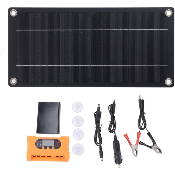 Panel Solar 6W 12V Alta Eficiencia Monocristalino Salida USB Tipo C 100A Solar PortáTil Black-image