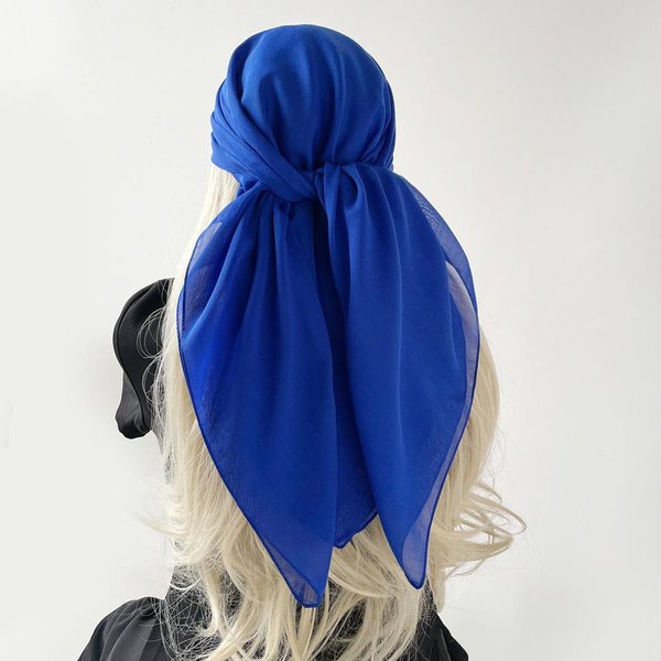 Jednolity Kolor PrzęDzy DużY Kwadratowy Szalik Wiosenny Jedwabny Szalik Damski Blue-image