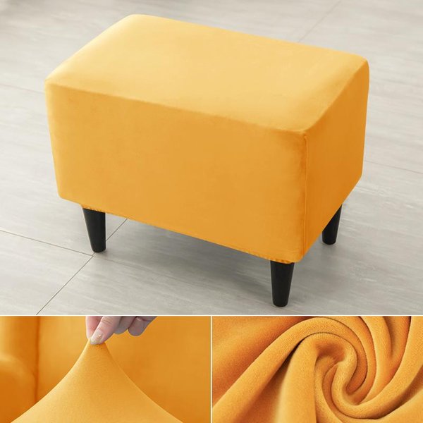 Funda Para Taburete Otomano De Terciopelo Suave, Funda EláStica Rectangular Para ReposapiéS, Antideslizante, ExtraíBle, Para Sofá, SillóN, Fundas Protectoras Para ReposapiéS-image