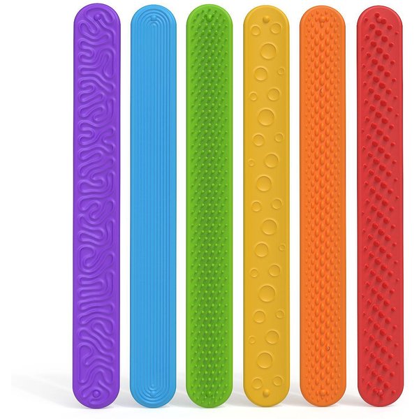 Paquete De 6 Juguetes AntiestréS Pulseras De Bofetada Silicona Texturizada Juguetes Sensoriales Para NiñOs Autismo Juguete Sensorial Calmante Para Necesidades Especiales Fidgets Purple-image
