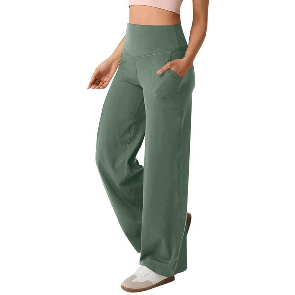 Yyfs Moda Mujer Casual Color SóLido Estampado Pantalones De Cintura Alta Pantalones & Capris M Gray-image
