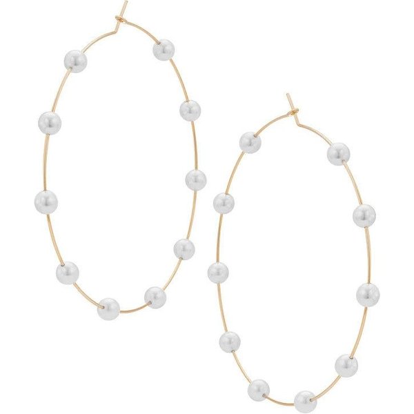 Pendientes De Aro Redondos De Perlas De ImitacióN Boho Blancos Para Mujer, Color Dorado, Pendientes Grandes, JoyeríA Coreana, Pendientes Llamativos 9Cm-image