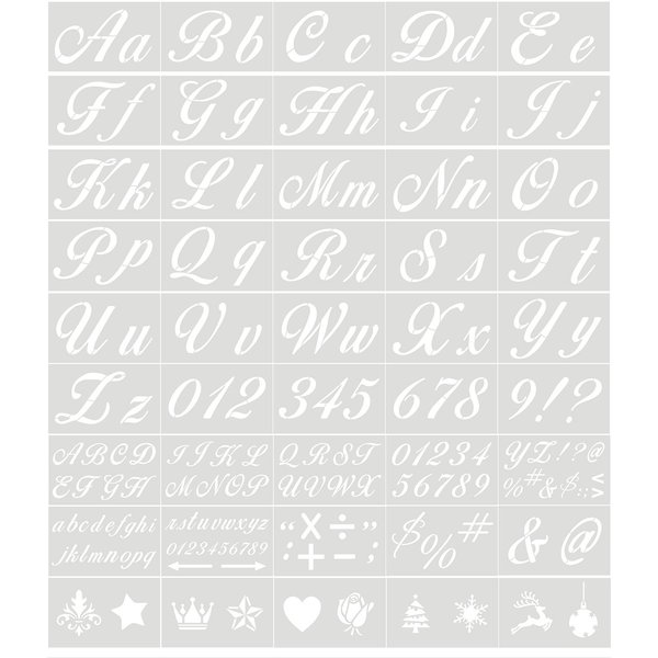 Plantillas De Letras Y NúMeros, Plantillas De Alfabeto Lavables Reutilizables, Respetuosas Con El Medio Ambiente, 45 Uds. 45PCS Type A Transparente-image