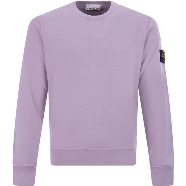 Sudadera De Manga Larga Con Cuello Redondo De Color Liso Y Logo Stone Island Para Hombre, Sudadera, Morado 791563051-V0047 XL-image
