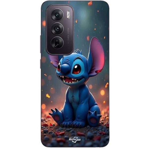 Coque De TéLéPhone - Maniacase - Oppo Reno 12 5G - Silicone - 3D Art - Stitch Mignon Negro-image