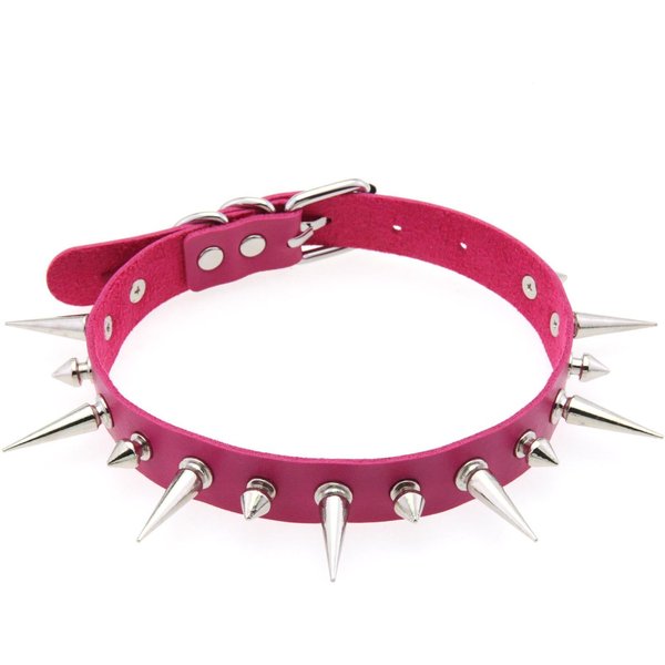 Gargantilla Punk De Pinchos Largos Collar De Cuero PU Para Mujeres Hombres Choker Fresco Con Remaches Grandes Tachonado Collar Estilo GóTico Accesorios Emo-image