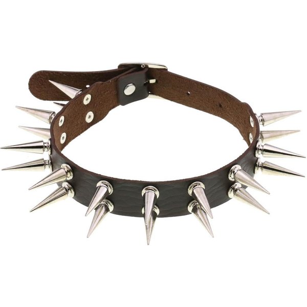 DłUgi Czarny Choker Ze Kolcami PU SkóRa Goth Emo Akcesoria Punk Chocker Gotycki Naszyjnik BiżUteria Cosplay Kawowy-image