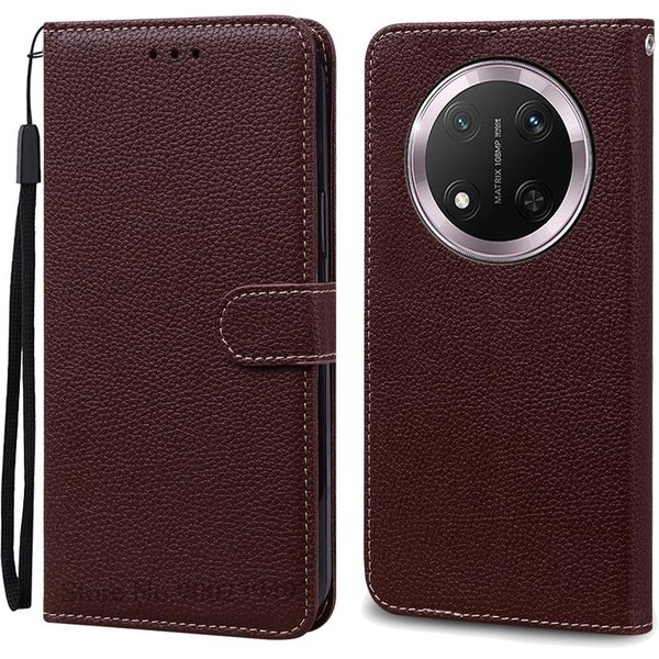 Etui Portfelowe Ze SkóRy Z Klapką Dla Honor Magic 7 Lite, Etui Na Telefon Coque Dla Honor Magic 7 Lite 5G, Etui Dla Honor Magic 7 Lite Honor Magic 7 Lite Kawowy-image