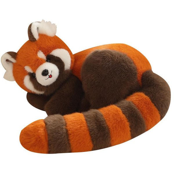 Peluche De Panda Rojo Grande Con Cola Larga De 50~100 Cm Juguete De Peluche Dibujo Animado Animal De ZoolóGico Peluche CompañEro De SueñO Regalo 50Cm Black-image