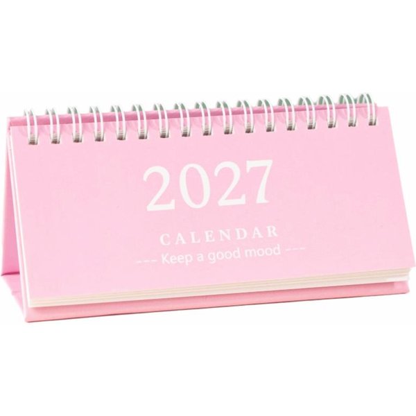 StojąCy Kalendarz Biurkowy 2027 Spiralny MiesięCzny Nowy Kalendarz Przewracany Planowanie Biurka Pink-image