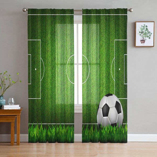 Cortinas Transparentes De FúTbol Para DecoracióN De Sala De Estar Cortinas De Ventana Para Cocina Cortinas De Tul Voile Organza W135 X H160Cm X1&Grommet Top-image