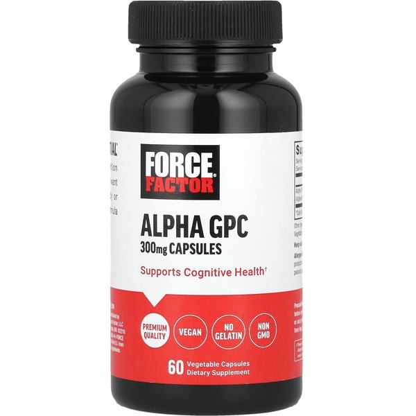 Force Factor, Alpha-Gpc, 600 Mg, 60 KapsułEk WegetariańSkich (300 Mg Na KapsułKę)-image