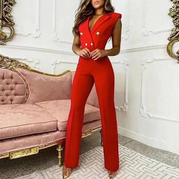 Mono Ajustado Sin Mangas A La Moda Para Mujer, Ropa Profesional Con Cuello En V Para Mujer XL-image