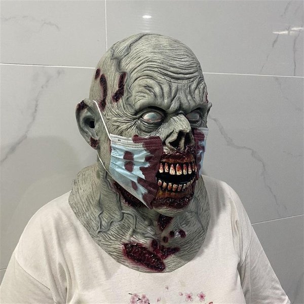 Maska Zombie Doomsday Straszny Lateksowy Nakrycie GłOwy Impreza Zabawna Maska Lateksowa Z Twarzą Ducha One Size-image