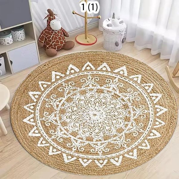 OkrąGłY Dywanik Mandala, Boho RęCznie Robiona AntypośLizgowa Mata PodłOgowa, Dywan Dekoracja Salonu Sypialni Dekoracja Sypialni Dywany Salon 80X80-image