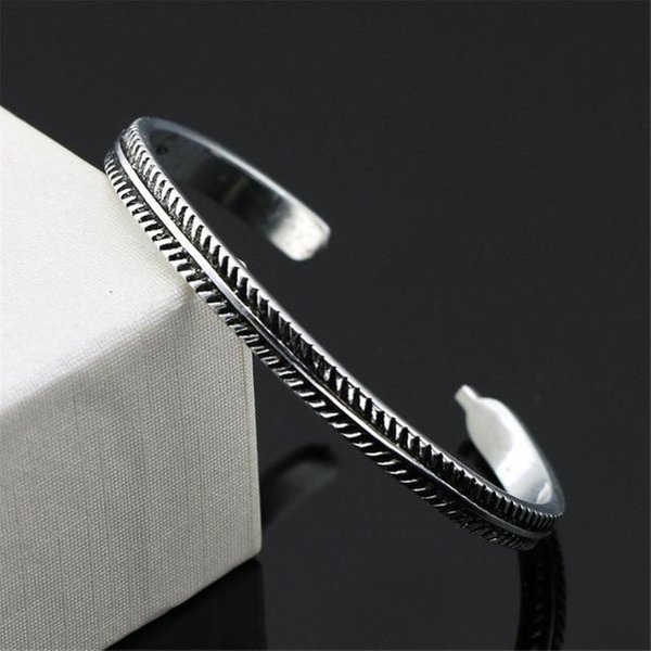 Woozu Vende Pulsera Abierta Con DiseñO De Hojas Vintage En Color Plateado Para Mujeres Y Hombres.-image