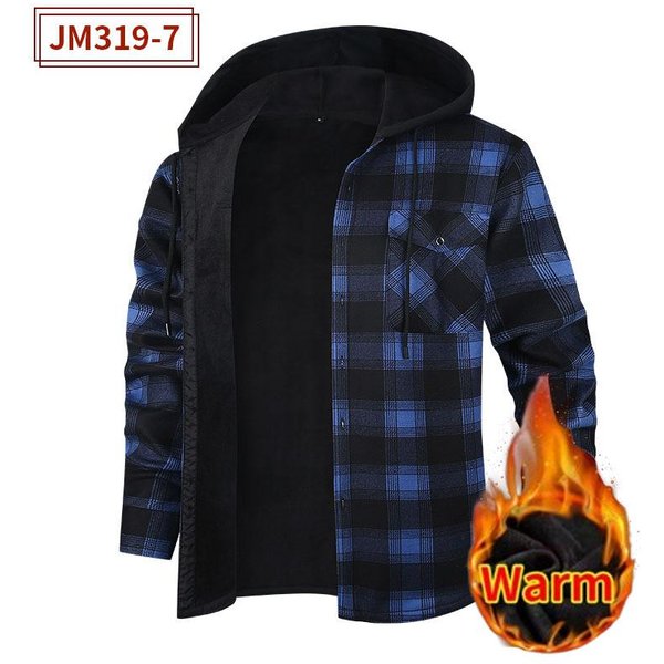 Koszula Flanelowa W Kratę Dla MężCzyzn Drwali, CiepłA Bluza Z Kapturem I Kieszeniami, Zimowa Robocza Ocieplana Kurtka W Kratę - Flanelowa Koszula Z Kapturem S Gray-image