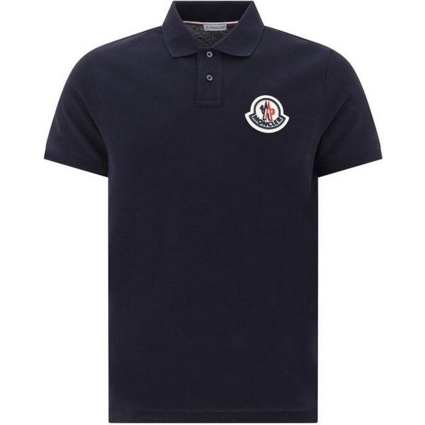 Moncler BawełNiany Dopasowany Koszulka Polo Casual Z KróTkim RęKawem Z Logo MęSkie Topy Granatowy 8A7110084556773 M Black-image