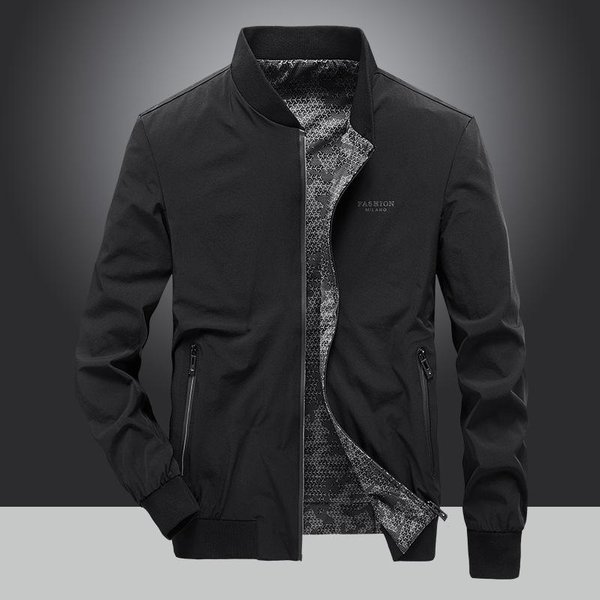 Abrigo De Hombre Primavera Y OtoñO Nuevo Estilo Casual De Negocios Cuello De BéIsbol Chaqueta De OtoñO Para Papá De Mediana Edad Y Mayor 5XL Black-image