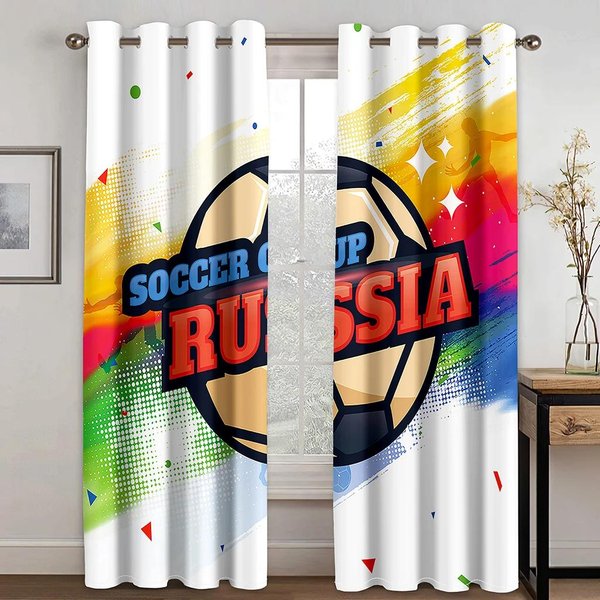Cortinas Decorativas Para HabitacióN De Amantes Del FúTbol 2 Paneles HabitacióN De NiñOs NiñAs Sala De Estar Estudio Cortinas Decorativas Para Ventana W50 X H130(Cm)X2&Grommet Top-image
