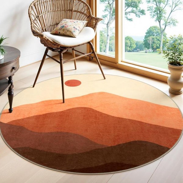 DużY OkrąGłY Geometryczny Dywan Obszarowy Krajobrazowy Zielone Warstwy GóR Salon Sypialnia Nowoczesny WystróJ Dywan Dekoracja Domu 80X80Cm-image