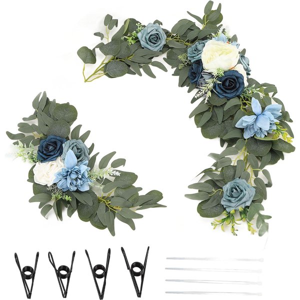Set De Guirnalda De Flores Falsas DecoracióN De Arco De Flores Artificiales Boda Bienvenida RecepcióN Ceremonia SeñAles Gray-image