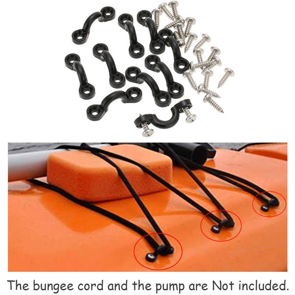 10 Szt. Nylonowe PęTle Do Bungee Na PokłAdzie Tie Down Pad Eye Z 20 śRubami Do Zestawu Do Olinowania PokłAdu Kajakowego łOdzi BiałY-image