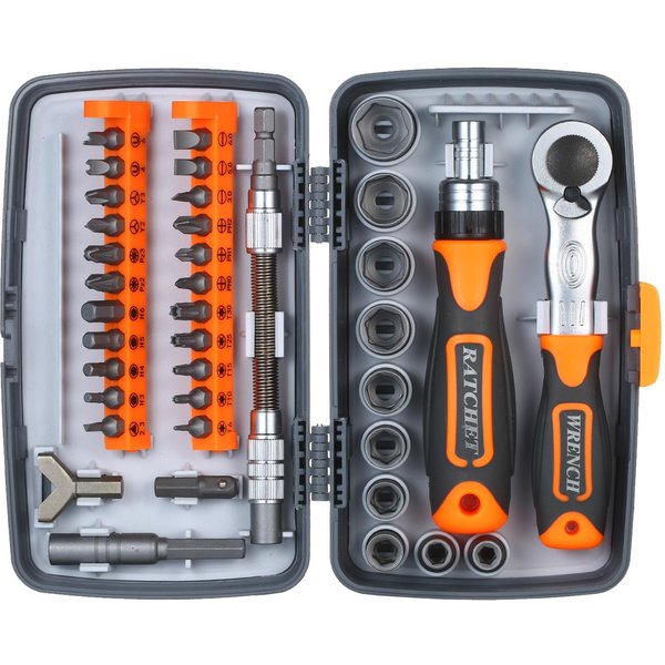 Juego De Puntas De Destornillador De Trinquete De PrecisióN De 38 Piezas Kit De Destornilladores MagnéTicos Kit De Herramientas De ReparacióN ElectróNica Set 1 Naranja-image