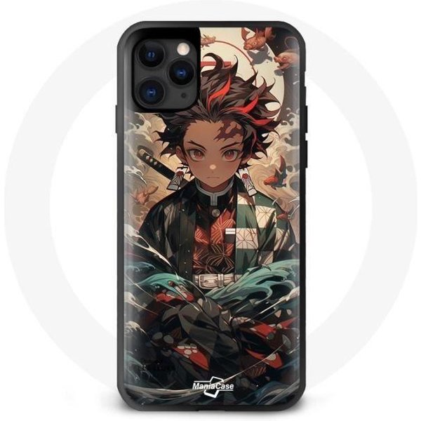 Funda Para Iphone 12 Pro - Maniacase - Demon Slayer Tanjiro - Flexible - Negra - Anime-image