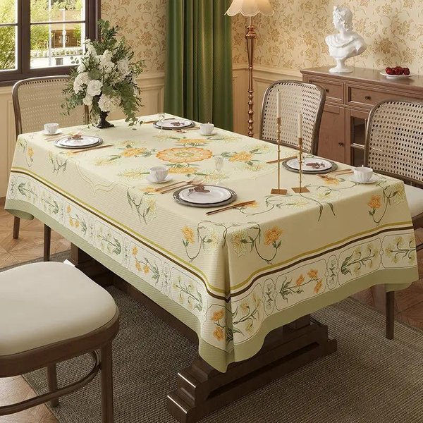 Mantel Impermeable Estilo Pastoral Americano, Rectangular, Estampado, Para Mesa De Comedor, Resistente Al Polvo Y Al Desgaste, Para El Hogar 140X200Cm 1Pcs-image